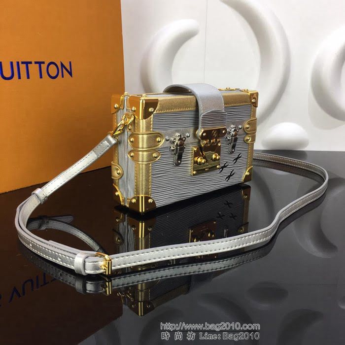 路易威登LV 頂級原單 M54652 經典款Petite Malle手袋 銀色Epi皮革 精品小號包袋  YDH2432